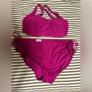 Athleta fuschia bikini top and bottom